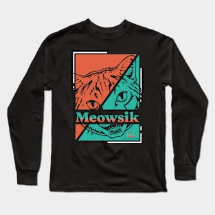 Retro Meowsik-Cat and Music lovers- Long Sleeve T-Shirt